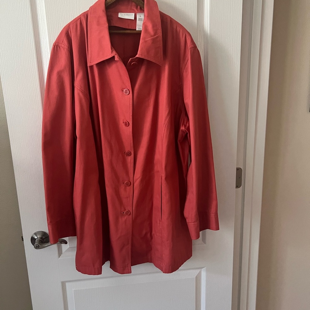 Liz Claiborne Red/Orange Short Trench.